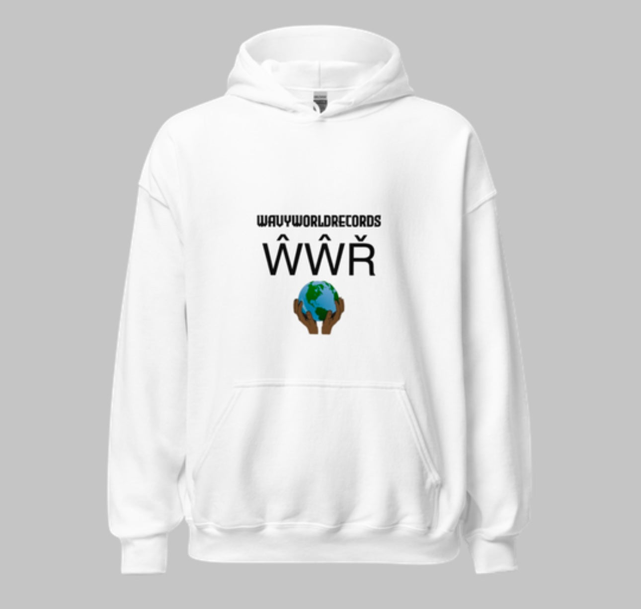 Wavy World Records - White Hoodie - Single Print