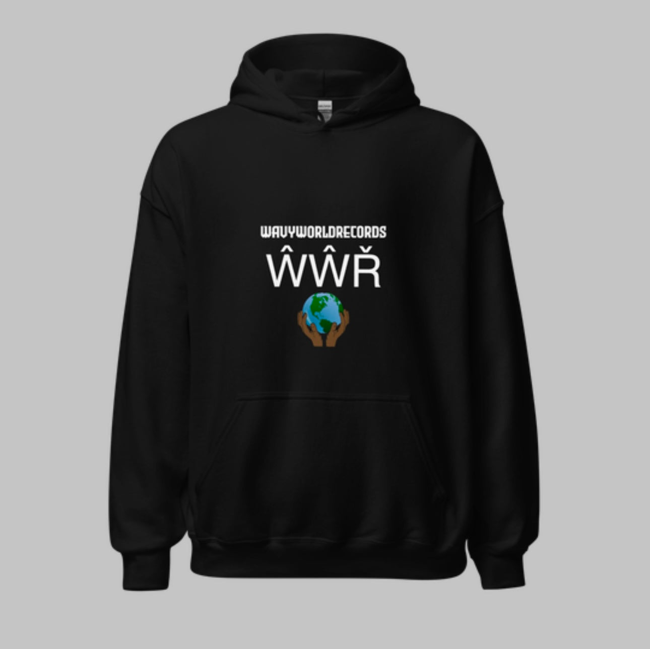 Wavy World Records - Black Hoodie - Single Print