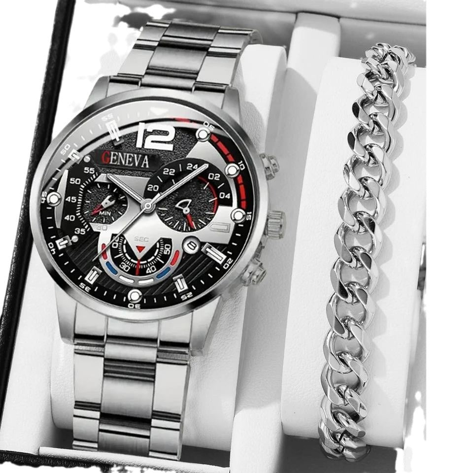 Men's Temperament Business Watch All-match Cross Steel Belt