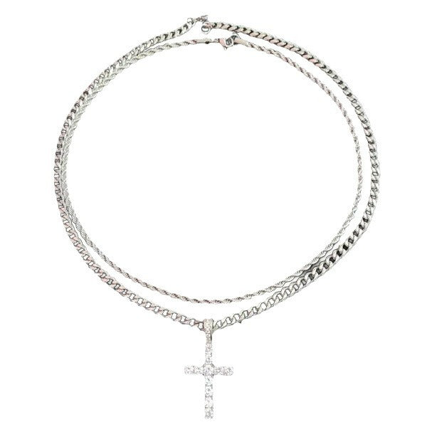 Fashion Hip Hop Double Layer Cross Necklace